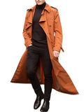 Men's Long Streetwear Trench Coat with Epaulets (Orange) OBA