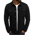 Mens Denim Streetwear Jacket Cotton Casual Slim Fit (Black) OBA