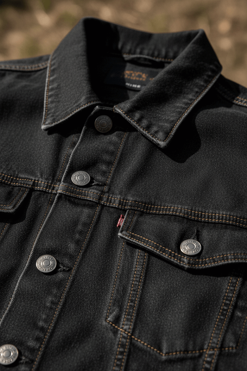 Black Denim Jacket Details