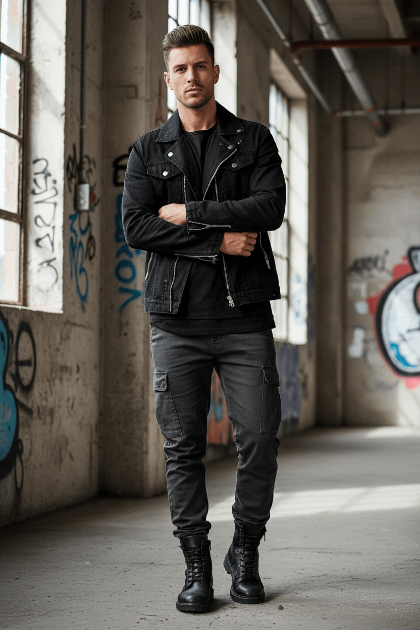 Black Denim Jacket Full Body