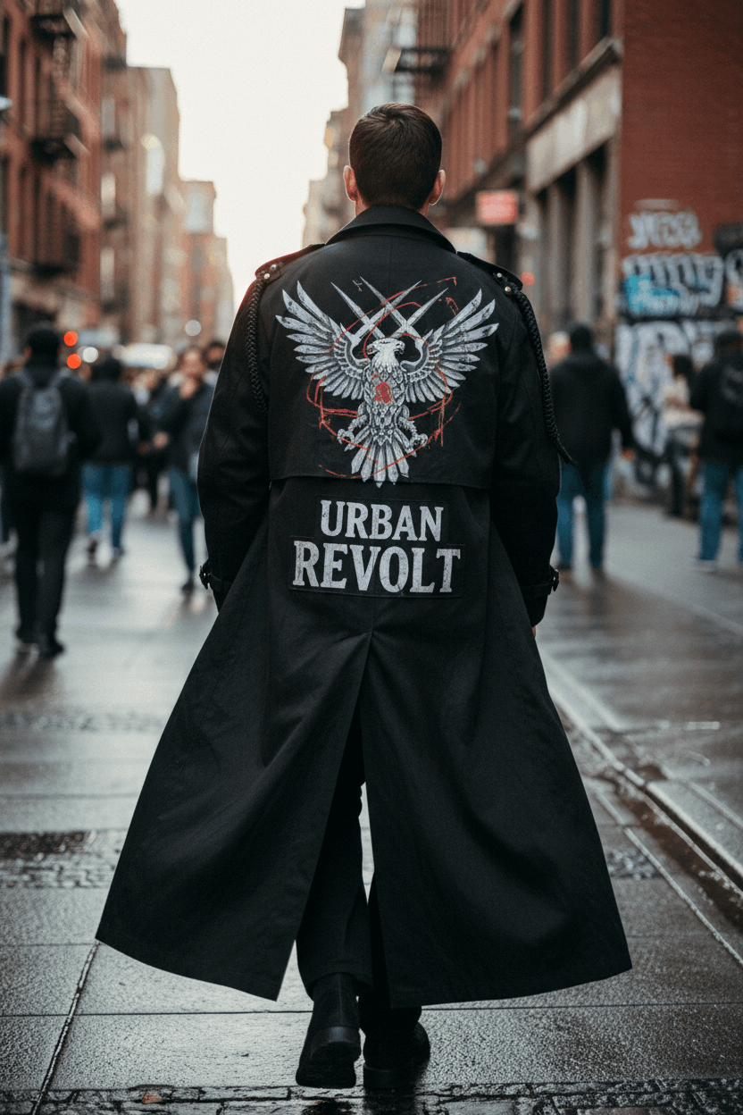 Black Trench Coat Back View