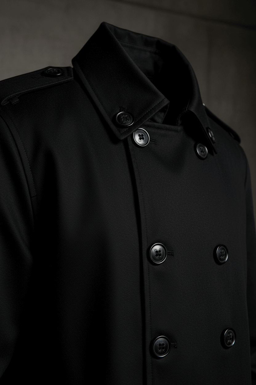 Black Trench Coat Details