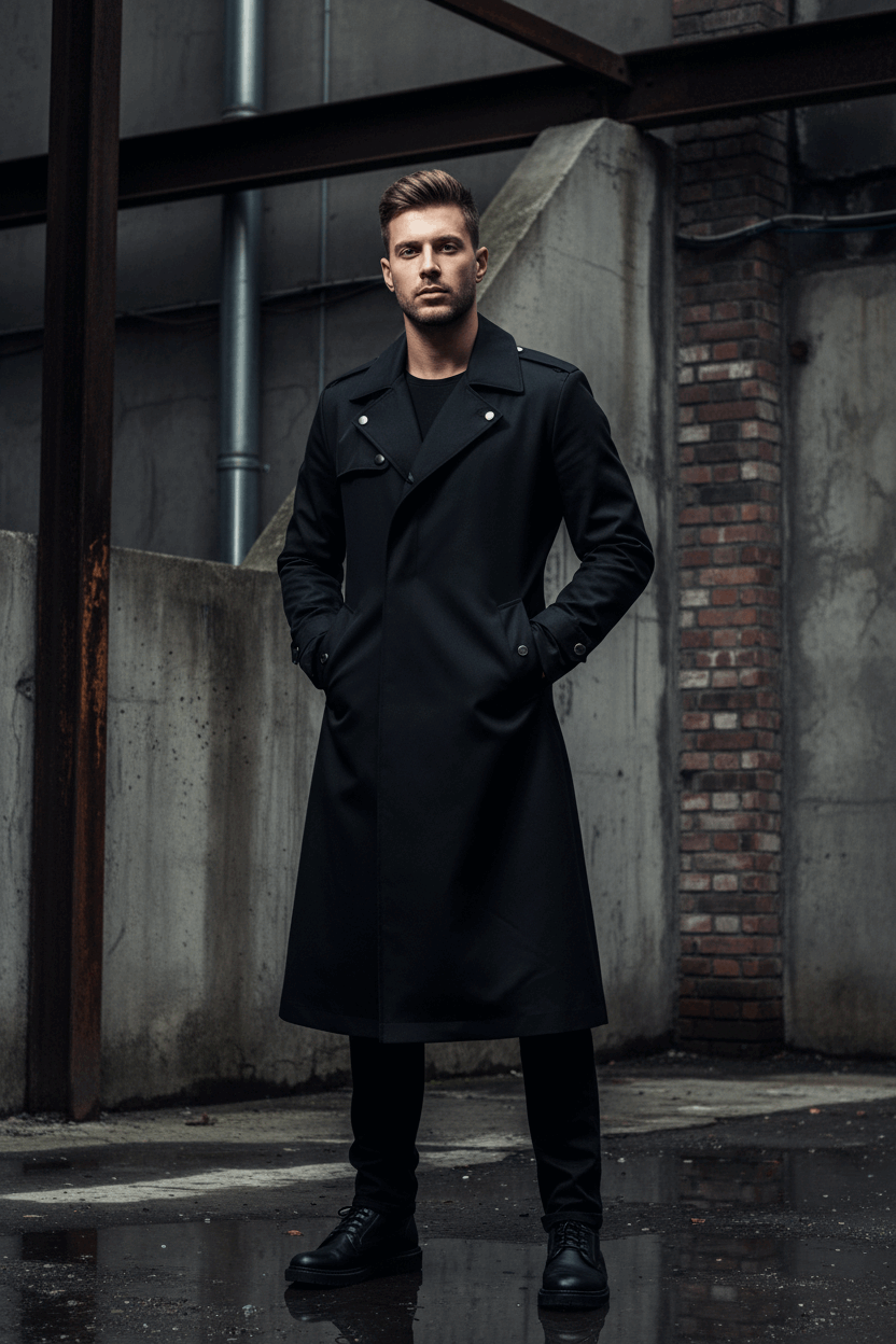 Black Trench Coat Full Body