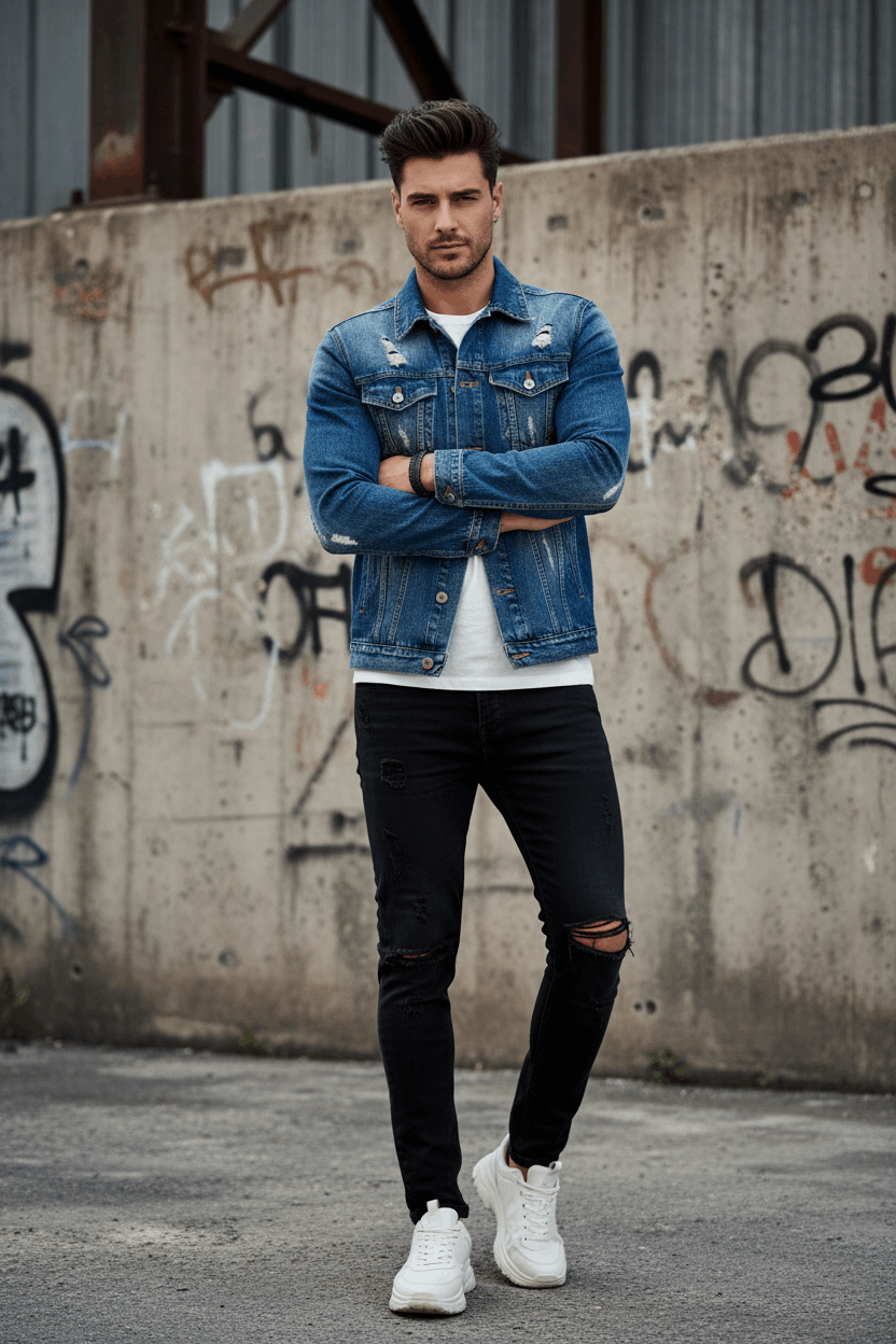 Blue Denim Jacket Full Body