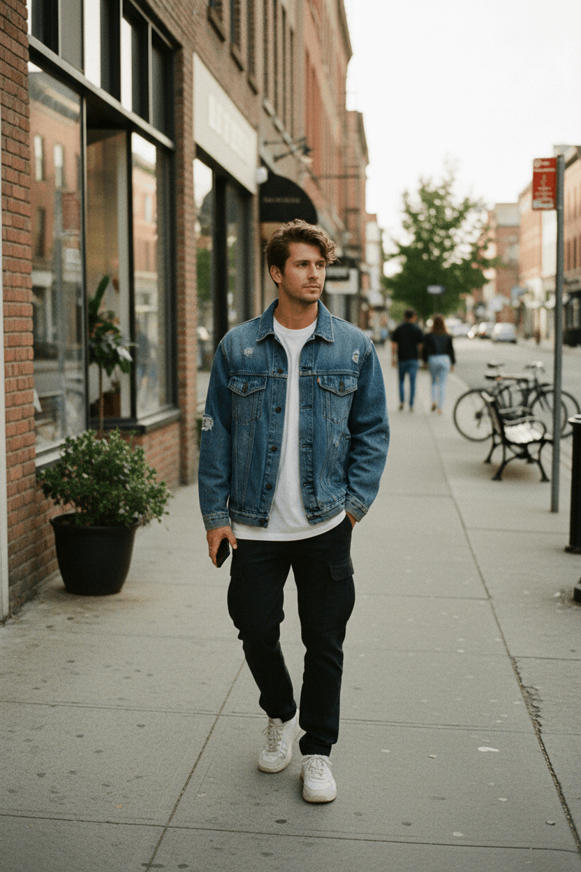 Blue Denim Jacket Street Scene