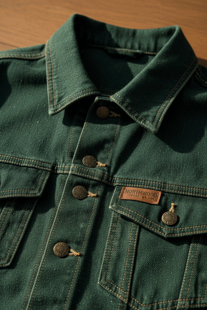 Green Denim Jacket Details