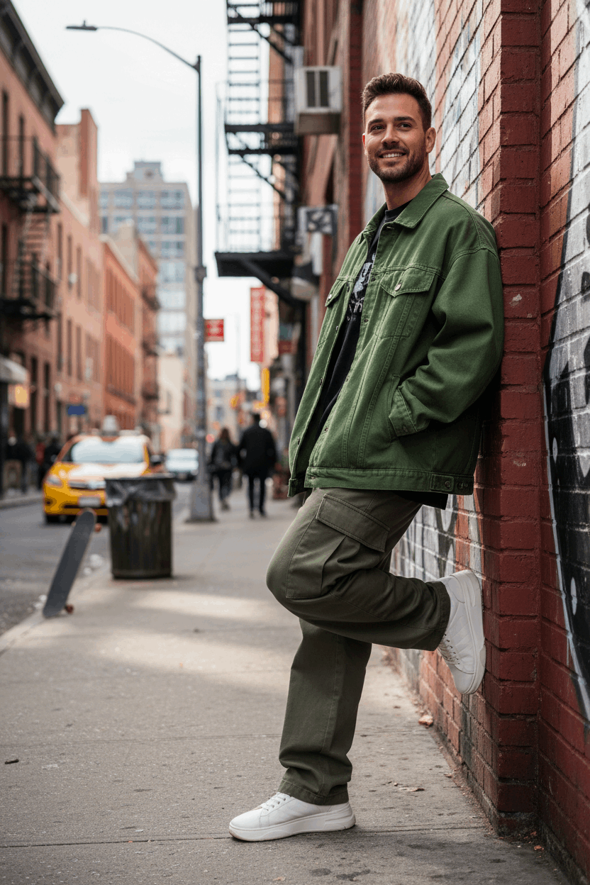 Green Denim Jacket Lifestyle