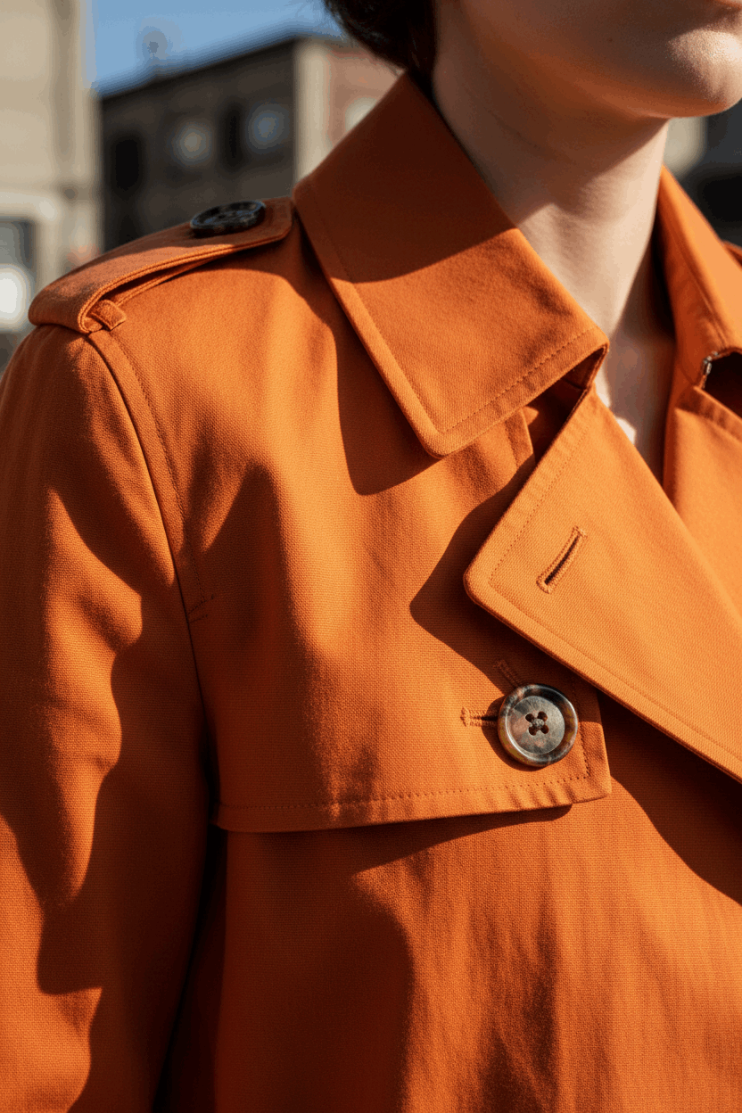Orange Trench Coat Details