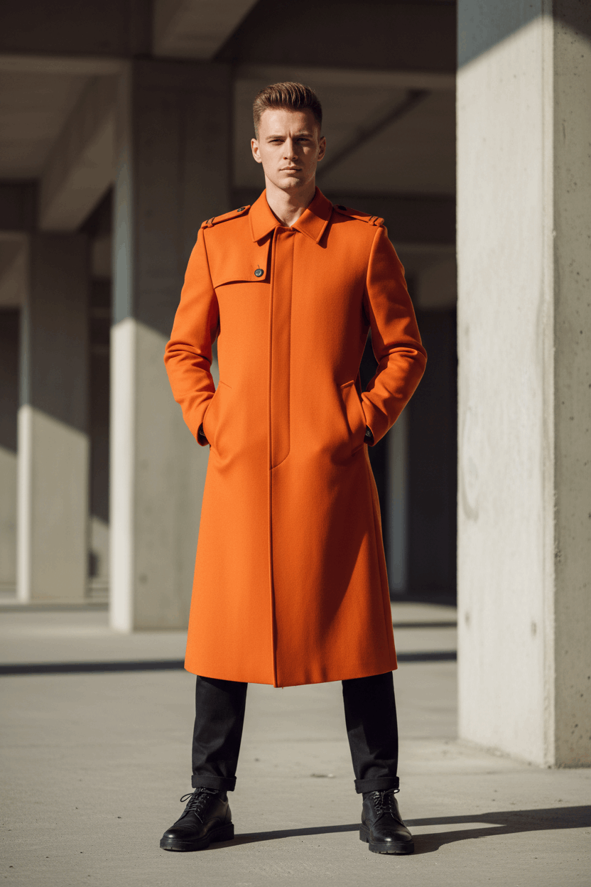 Orange Trench Coat Full Body