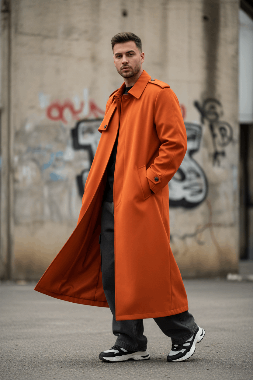 Orange Trench Coat Lifestyle